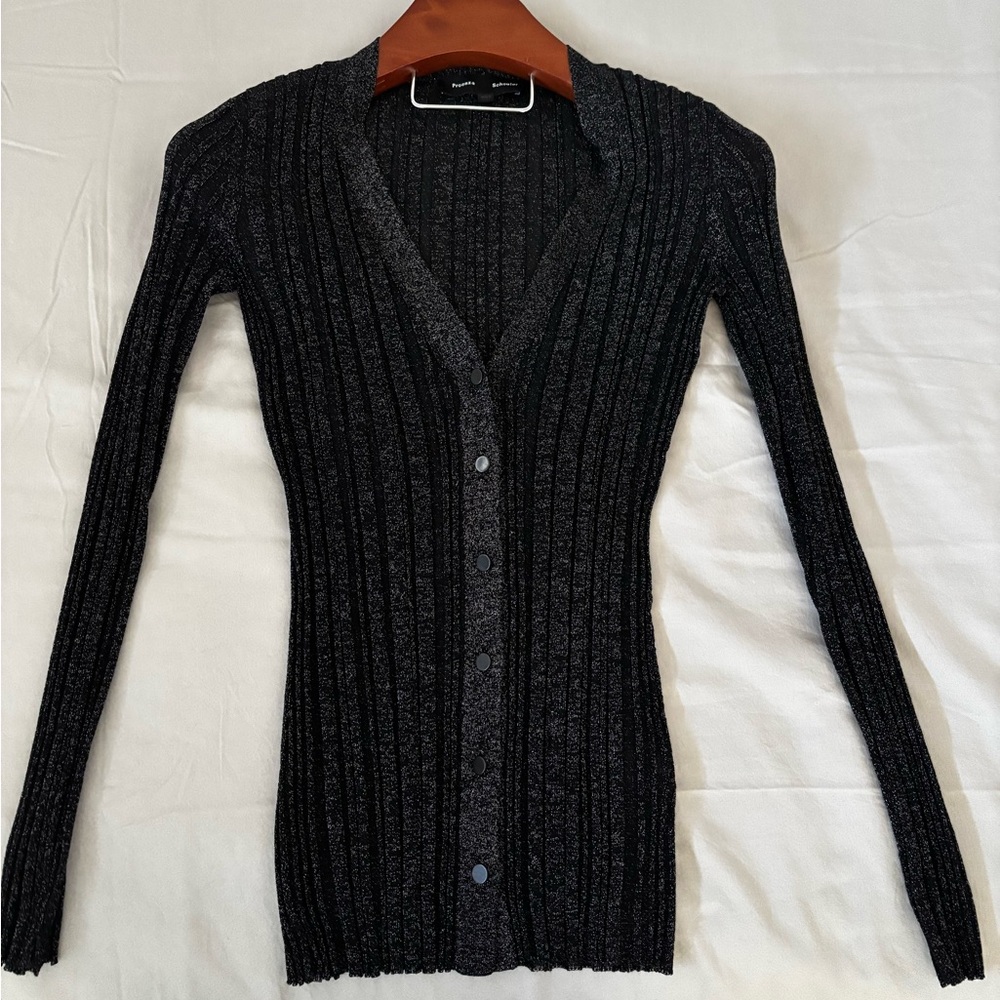 Proenza Schouler Black Ribbed Cardigan